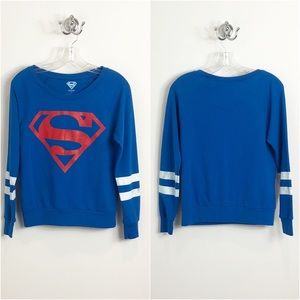 Superman logo long sleeve t-shirt, blue, Boys 14